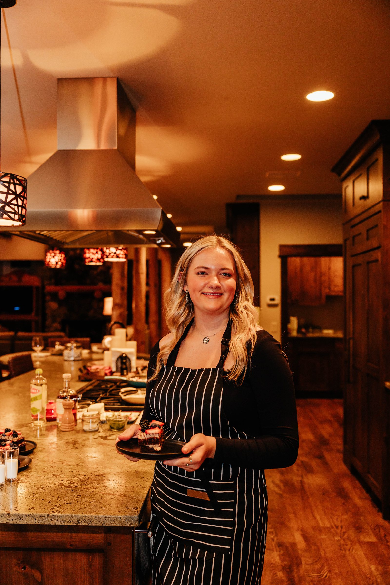 Campbell in her kitchen before a private dinner